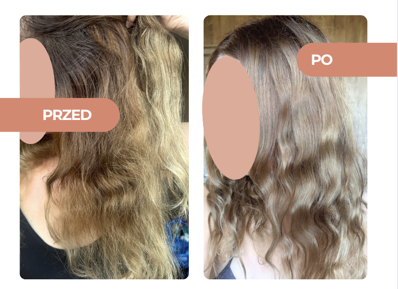 Metamorfoza włosów Eweliny przed i po realizacji Hair Planu
